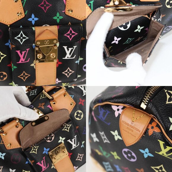 LOUIS VUITTON Monogram Multicolor Speedy 30 Hand Bag Black M92642 Auth 128856V - Picture 14 of 16